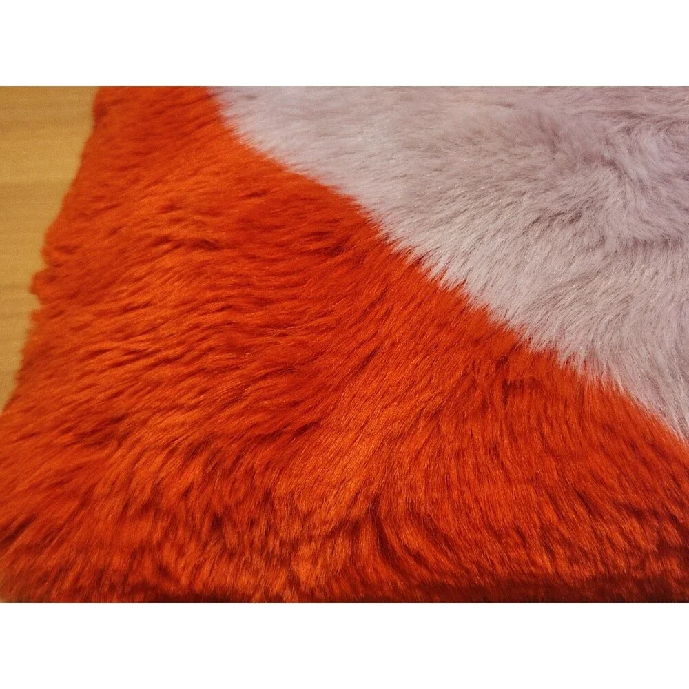 Anthropologie Festive Faux Fur Pillow Heart Lilac Red 16